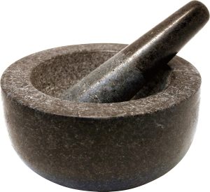 JADE TEMPLE · Mortero de granito con mano (18 cm)