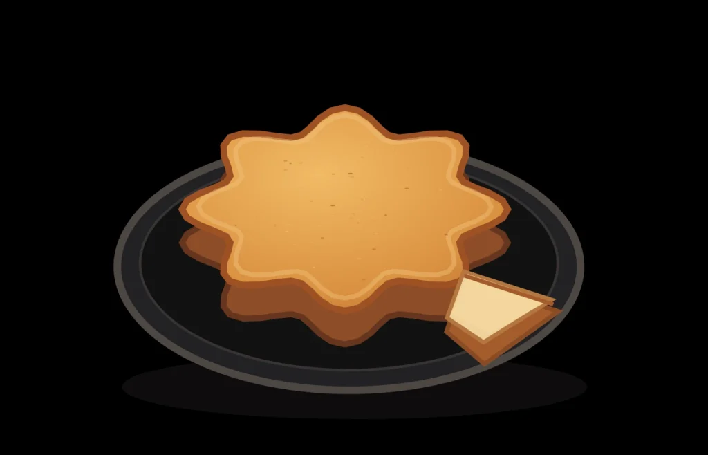 Quesadilla herreña de queso horneada en molde tradicional de flor con una porción cortada y fondo negro