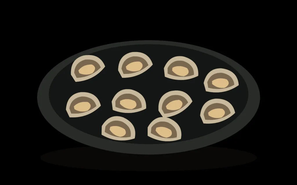 Ilustración de Lapas a la plancha con mojo verde sobre fondo negro