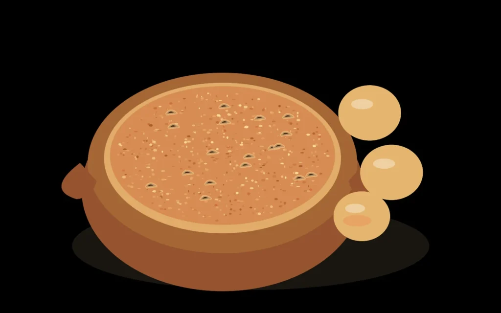 Ilustración editorial de mojo queso herreno sobre fondo negro